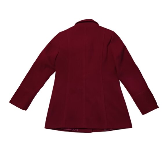 Covington Womens Small Pea Coat Red Button Front Closure Collared - Picture 8 of 11